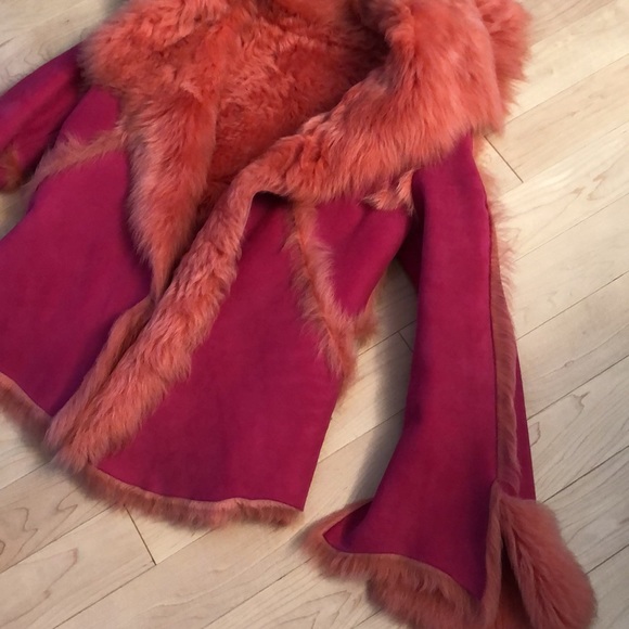 Pink Toscana Shearling Fur Jacket Size Small - Picture 5 of 14